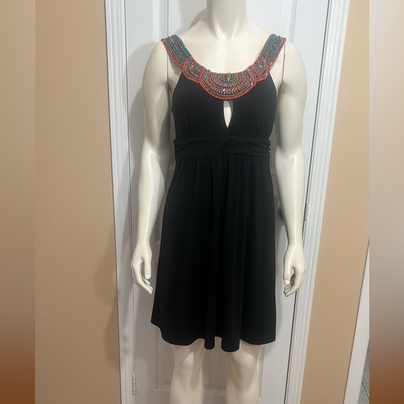 CANDIES BLACK BEADED FRONT MINI DRESS IN SIZE MEDIUM - Picture 4 of 7